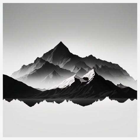 White Mountain Wallpaper, Mountain Sillhoute, Silhouette Mountains, Black And White Mountain Wallpaper, Mountain Clipart Black And White, Black And White Mountains, Mountains Drawing, Mountain Black And White, Monochrome Mountains