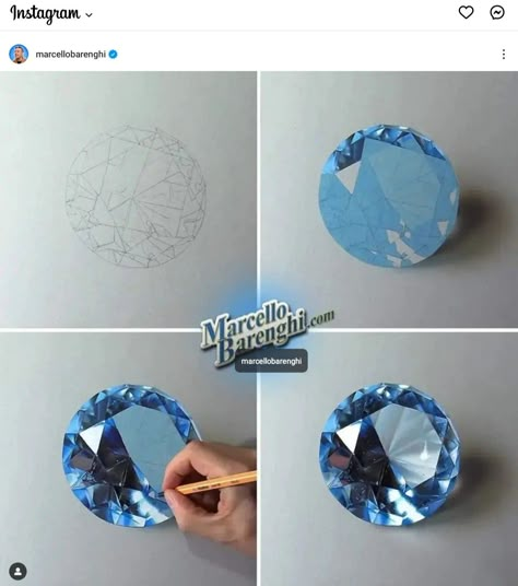 Marcello Barenghi, Gem Drawing, Jewel Drawing, Crystal Drawing, Prismacolor Art, Diamond Drawing, Colored Pencil Artwork, Art Jewelry Design, Jewellery Design Sketches