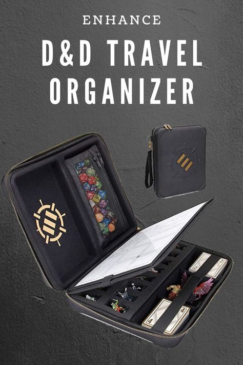 Travel Organizer for Dungeons & Dragons Table-Top RPG's. Includes pouch for dice, dry erase cover, dice tray, & room for miniatures, pens, & accessories. Dnd Binder, Dice Tray, Binder Organization, Pen Pouch, Travel Organizer, Dice Bag, Character Sheet, Travel Organization, Louis Vuitton Twist Bag