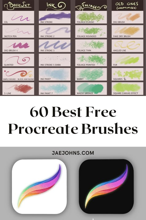 Free Procreate Brushes - 60 Best for Every Artist Free Procreate Pencil Brushes, Good Brushes On Procreate, Best Procreate Brushes For Coloring, Procreate Pocket Brushes Free, Learn To Draw On Procreate, Free Stamps For Procreate, Procreate Free Downloads, Best Procreate Brushes For Lineart, Procreate Free Palettes