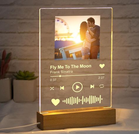 This high-quality personalised music plaque can be displayed as a personalized photo or scanned made with Spotify code to listen to music.also you can choose it as a surprise for your boyfriend, girlfriend, wife, husband or anyone you love.NOTE: There is a protective clear film over the surface of the acrylic plaque to protect during delivery. This must be carefully peeled off before using. Barcode Spotify, Surprises For Your Boyfriend, Spotify Plaque, Song Plaque, Music Plaque, Photo Album Covers, Custom Album Covers, Winter Gift Ideas, Spotify Code