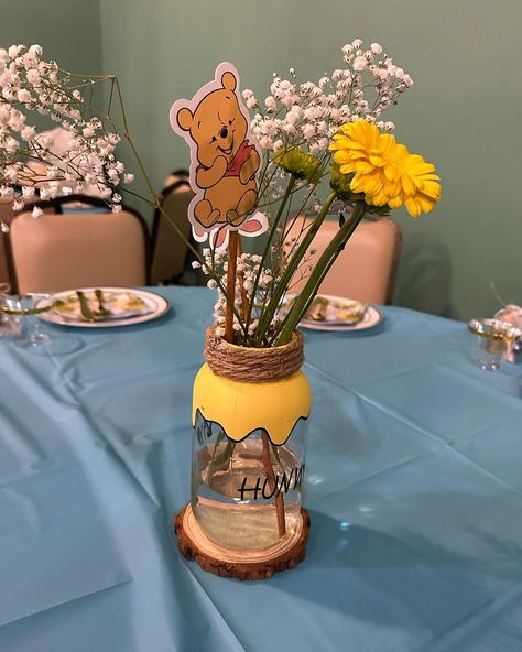 Butterfly theme centerpiece #centerpieces Collaborate with @callherkuku #centerpiceseideas #butterflybabyshower #butterflyballoons… | Instagram Winnie The Pooh Party Centerpieces, Baby Boy Centerpiece Ideas, Winnie The Pooh Baby Shower Centerpiece Ideas, Winnie The Pooh Centerpieces Baby Boy, Winnie The Pooh Centerpiece Ideas Diy, Whinny The Pooh Baby Shower Ideas Boy, Diy Winnie The Pooh Baby Shower Ideas, Winnie The Pooh Table Centerpiece, Winnie The Pooh Baby Shower Centerpieces