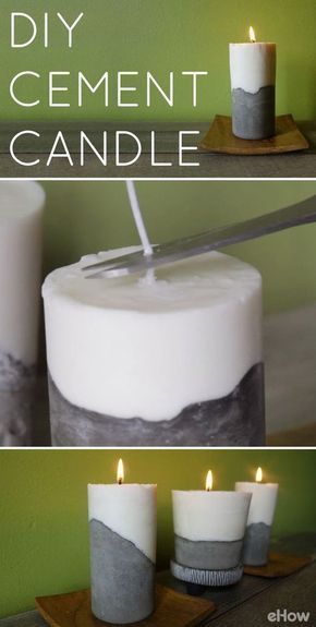 Diy Cement Candle, Decor Statement Pieces, Candle Tutorial, Decoration Beton, Cement Candle, Cement Projects, Diy Cement, Cement Diy, Cement Art