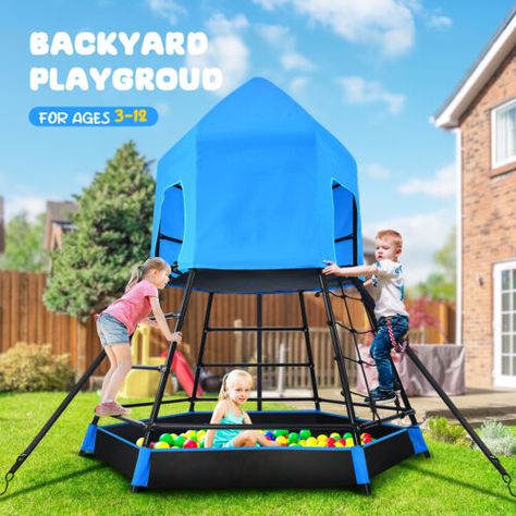 ad eBay - Find many great new & used options and get the best deals for Outdoor Kids Dome Climber Playground Climbing Tent Sandbox Playset Max 200lbs at the best online prices at eBay! Free shipping for many products! Playground Backyard Landscaping, Monkey Bars For Kids, Tent Fort, Climbing Dome, Climbing Structure, Playground Backyard, Cool Playgrounds, Playground Kids, Kids Sandbox