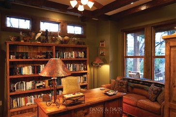 Weber Green Home Rustic Study Rustic Craftsman, Craftsman Interior, Craftsman Cottage, Home Library Design, Study Rooms, Cottage House Plans, Craftsman House, Great Room, Home Library