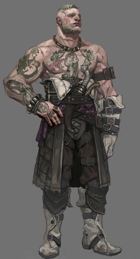 Dnd Viking Character Art, D&d Barbarian, Barbarian Character Art, Heavy Armor Character Design, Barbarian Clothing, Viking Character Art, Norse Character Design, Zealot Barbarian, Warforged Barbarian