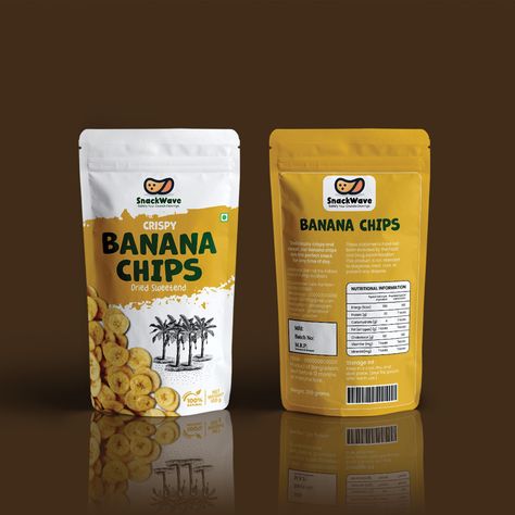 Elegant Banana Chips packaging design emphasizes premium quality with sophisticated visuals and a clean, modern aesthetic. The design seamlessly blends vibrant colors with sleek typography to attract health-conscious consumers. Banana Chips Packaging Design Contact me. hivectocy@gmail.com WhatsApp: +8801787296690 #product #productdesign #productdesigner #productpackaging #labeldesignstudio #Advertising #productlabel #productlabeldesign #pouchdesign #standingpouchdesign #packaging #packagi... Banana Chips Packaging, Chips Packaging Design, Sleek Typography, Chips Packaging, Chip Packaging, Snacks Packaging, Snack Packaging, Packaging Design Trends, Pouch Design