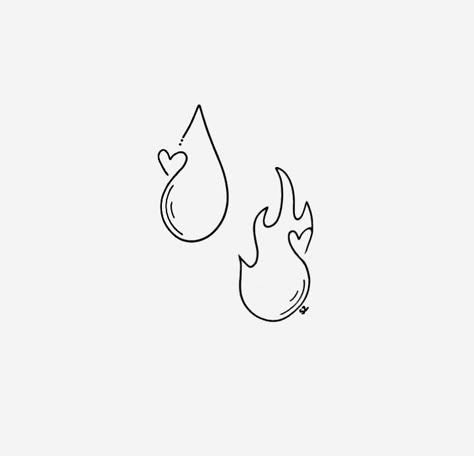 Fire Boy And Water Girl Tattoo, Fire And Water Sign Tattoo, Water And Fire Couple Tattoo, Couple Tattoos Fire And Water, Tattoo Water And Fire, Water And Fire Sign Tattoo Matching, Flame And Water Tattoo, Ember Tattoo Fire, Fire Ice Tattoo