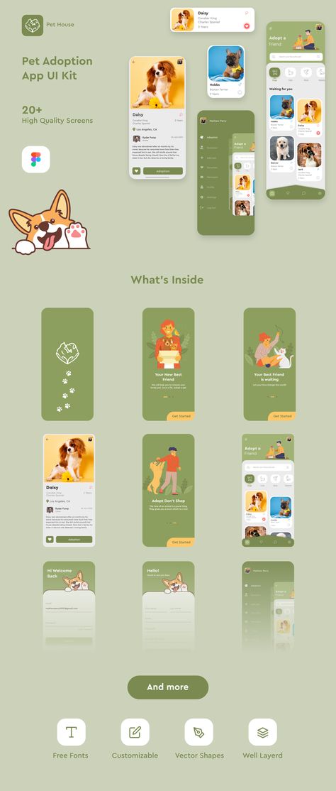 Pet Adoption App Design, Pet App Ui Design, Cute Ui Design, Pet App Design, Figma App Design, App Screen Design, App Fonts, App Design Ideas, App Ui Design Inspiration