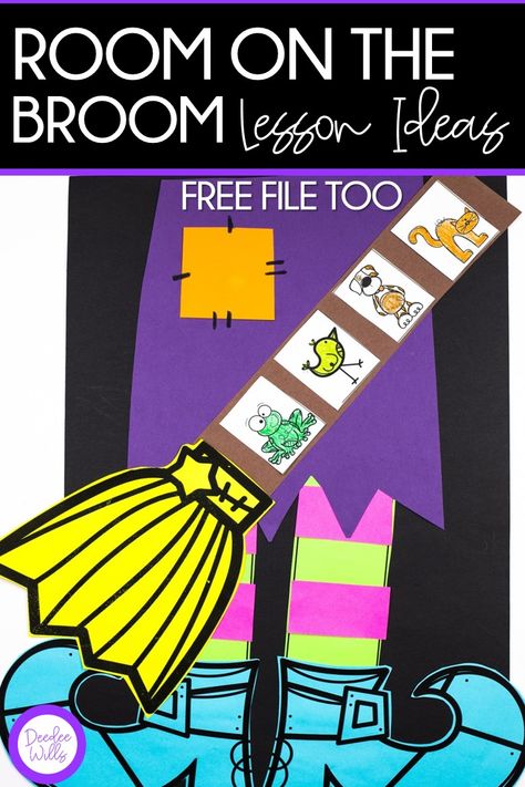 Room On The Broom Kindergarten Activities, Halloween Book Activities 1st Grade, Fall Crafts First Grade Free, Free Room On The Broom Printables, Halloween Class Book Ideas, Room On Broom Craft, Room On The Broom Anchor Chart, Kindergarten Halloween Books And Activities, Room On A Broom Crafts