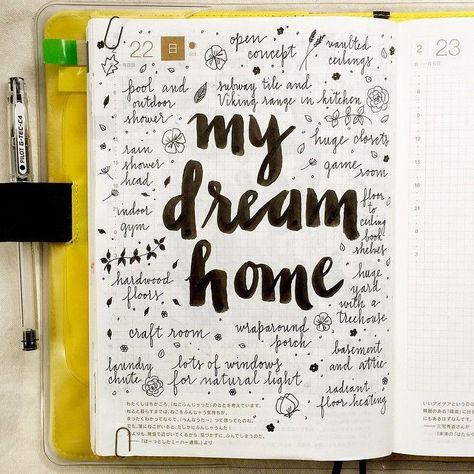 I love my home, but if I ever had the money to buy or design my dream home… Diary Ideas, Bullet Journal Writing, Bujo Inspiration, A Notebook, Bullet Journal Inspo, Journals & Planners, Journal Doodles, Bullet Journal Ideas Pages, Bullet Journals