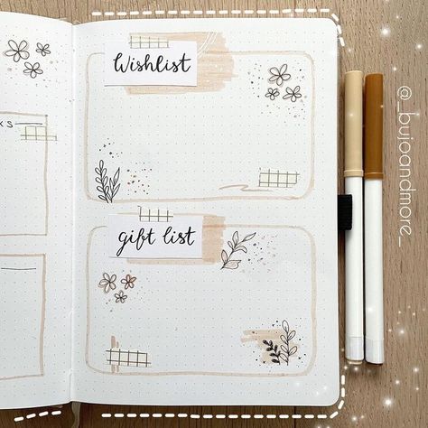 Bujo Wishlist Spread, Bujo Inspiration Layout, Bujo Title Page, Bujo Mai, Bujo Wishlist, Notebook Profile, 2023 Beige, Bullet Journal Mental Health, Bullet Journal Planning