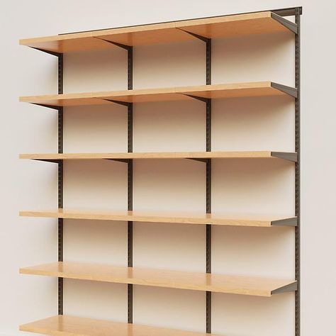 Elfa Décor 6' Basic Shelving Units for Anywhere | The Container Store Track Shelving, Shallow Pantry, Store Front Ideas, Elfa Shelving, Shop Shelving, Shelving Display, Closet Shelving, King Arthur Baking, Health Store