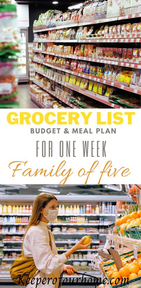 Family Of 5 Grocery List, Family Of 4 Grocery List, Diet Grocery List Budget, Weekly Grocery List On A Budget Families, Heb Grocery List, Meal Planning With Grocery List, Easy Grocery List, Family Grocery List, One Week Meal Plan