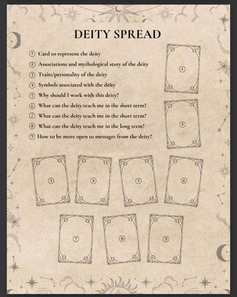 #Tarot_Spreads_For_Deities #Tarot_Spreads_Deity #Diety_Tarot_Reading #Hecate_Tarot_Spread Deity Tarot Spread, Deity Tarot, Tarot Spreads Layout, Witchcraft Tips, Tarot Guidebook, Tarot Reading Spreads, Free Tarot Cards, Witchy Business, Beginner Witch