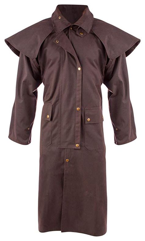 AceRugs Mens Oil Cloth Oilskin Western Australian Waterproof Duster Coat Jacket (Brown, Large) Oilskin Jacket, Oilskin Duster, Dragon Riding, Mountain Jacket, Full Length Coat, Oil Cloth, Cotton Jacket, Cotton Flannel, Mens Coats