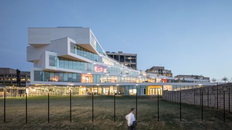 Bjarke Ingels Group Completes Its First Public School | Architectural Digest Bjarke Ingels Group, Indoor Basketball Court, Arlington Virginia, Glazed Brick, Bjarke Ingels, Visual And Performing Arts, The Heights, Big Design, Glass Facades