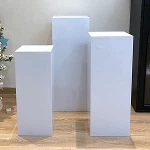 STECAN 3Pcs Metal Display Pedestal Stand for Party,Decor White Plinth Wedding Props , Pedestal Display , Wedding Backdrop Stand，White Pedestal for Art Sculpture Display White Plinth, Sculpture Display, Pedestal Display, Display Pedestal, Pedestal Stand, Metal Display, Wedding Props, Backdrop Stand, Fashion Toys