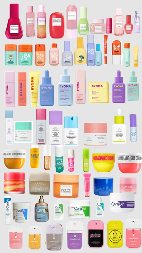 PREPPY SKINCARE 💗💕⭐️🤩🌙🤪 Skin Care Products Pictures, Preppy Skincare Photos, Make Up And Skin Care Products, Things To Get From Sephora, Preppy Skincare Brands, Skincare Collage, Preppy Skincare Products, Skin Care Preppy, Preppy Wish List