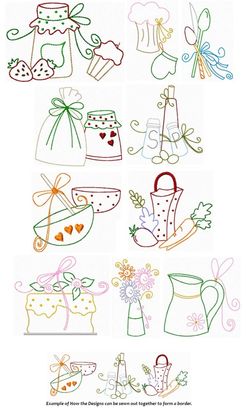 Embroidery Kitchen Towels, Tea Towels Embroidery, Commercial Embroidery Machine, Towel Embroidery, Redwork Embroidery, Pola Sulam, Embroidery Patterns Vintage, Embroidery Patterns Free, Simple Embroidery