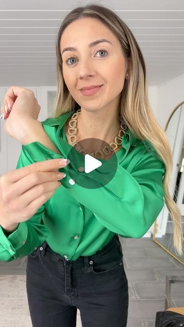 Roxanne Olaru on Instagram: "Fashion Hack: How To Keep Your Sleeves Up On A Button- Cuff Blouse + #grwm 🌸  Rate this #fashionhack 1-10! ❤️  This is one of my favorite hacks that I’ve learned, and it’s incredibly simple to do! If you enjoy wearing satin or smooth shirts like I do, this method is perfect for keeping your sleeves rolled up securely without them constantly slipping back down. Also, if your sleeves are too long or you want to showcase your wrist jewelry, then this fashion hack is a must-try for you!  TAG someone who would love this, & comment down below if you want to see more #style hacks! . • #ootd #styletips #outfitideas #fashionhacks #grwm #todaysoutfit #todayslook #womensfashion" How To Roll Long Sleeve Shirts, Long Sleeve Shirt Hacks, Satin Shirts For Women, Anklet Tattoos For Women, Satin Shirts, Anklet Tattoos, Shirt Hacks, Silky Shirt, How To Fold Sleeves