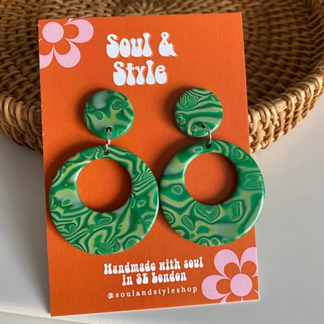 70s Earrings, Strange Days, Earring Inspo, Handmade Clay Jewelry, Polymer Earrings, Polymer Clay Diy, Polymer Clay Jewelry Diy, Retro Earring, Clay Jewelry Diy