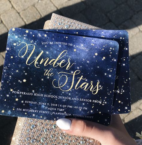 Under The Stars Prom Invitations, Moon And Stars Prom Theme, Midnight Debut Theme, Sweet 16 Galaxy Theme, Under The Stars Banquet Theme, 18th Blue Theme, A Night Under The Stars Theme Quince, A Night Of A Thousand Lights Prom Theme, A Night Among The Stars Theme