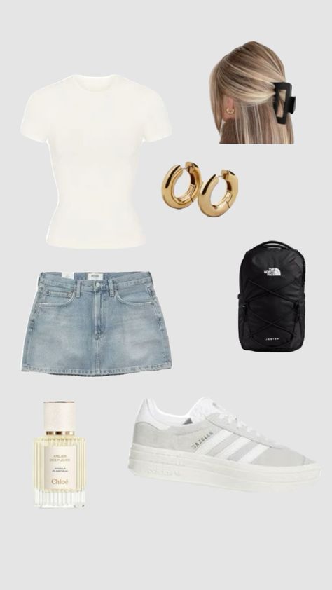 Clean girl outfit inspo Outfit Ideas With A Skirt, Clean Girl Aesthetic Outfit Ideas, Clean Rich Girl Outfits, Basic White Girl Summer Outfit, Clean Street Style, Aesthetic Clean Girl Outfits, Clean Girl Baddie Outfits, It Girl Outfit Ideas, Basic Girl Summer Outfits