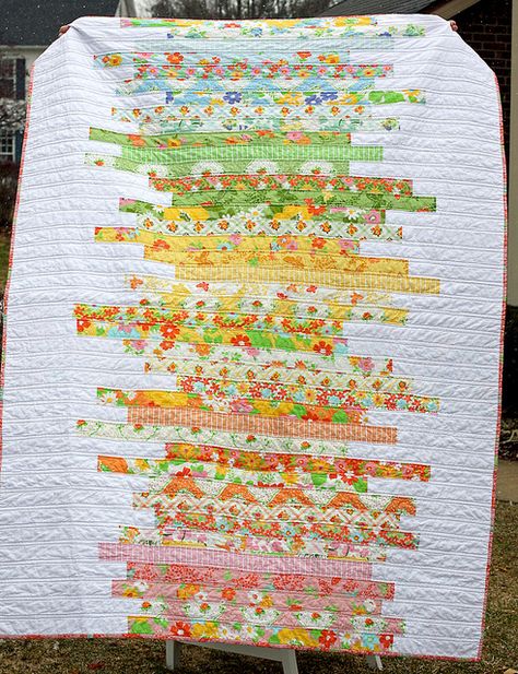 Once upon a time, I came across a beautiful quilt kit in an online store, and… Novelty Quilts, Simple Quilting, Strip Quilt Patterns, Fun Quilts, Jelly Roll Quilt, Snowman Quilt, Jelly Roll Quilt Patterns, Pieced Quilts, Quilt Modernen