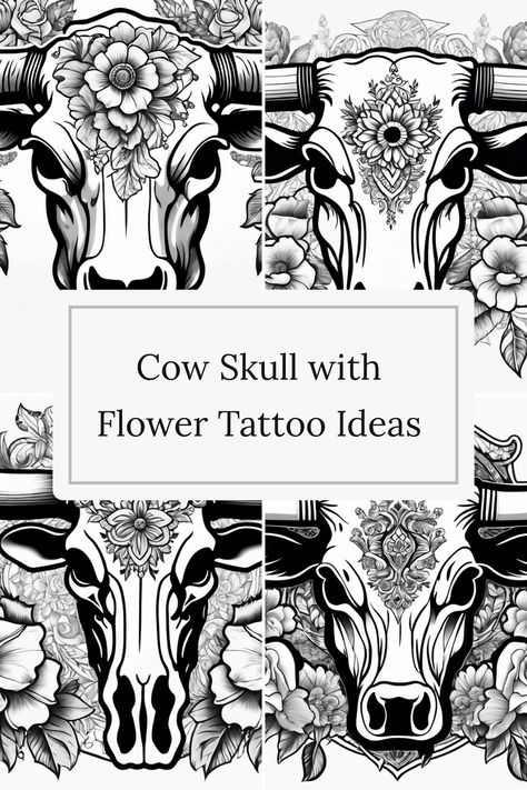 Discover these vibrant cow skull tattoo designs. Embrace the abundance and sacred symbolism. Find inspiration for your next tattoo at TattoosAI website. Dive into a world of creativity and meaning! Cow Tattoo Design, Cow Head Tattoo, Cow Skull Tattoo Flowers, Cow Tattoo Ideas, Cow Tattoos, Cow Skull Tattoo, Skull Thigh Tattoos, Cow Skull Tattoos, Importance Of Agriculture