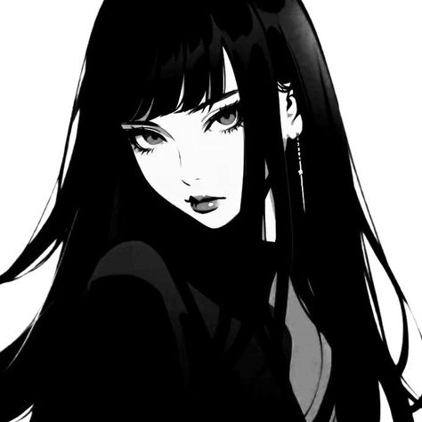 Bnw Anime Icon, Darwin's Game, Anime Goth, Y2k Art, Evil Anime, Creative Profile Picture, Gothic Anime, Anime Monochrome, Animated Drawings