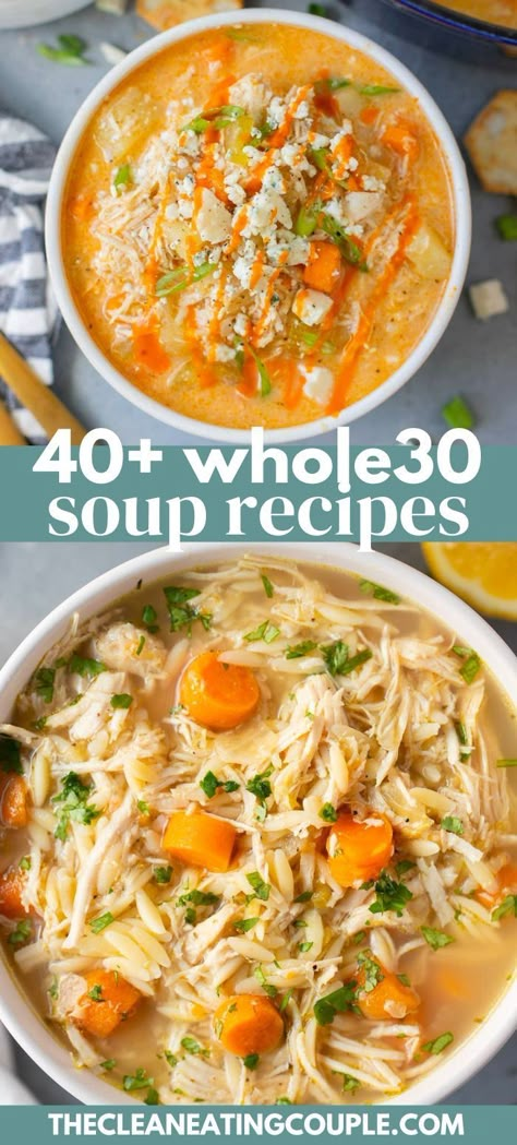 Whole 30 Soups, Gluten Free Chicken Soup, Healthy Dairy Free Recipes, Dairy Free Soup Recipe, Whole 30 Soup, Whole30 Soup, Whole30 Soup Recipes, Healthy Crockpot Soup, Easy Whole30 Recipes