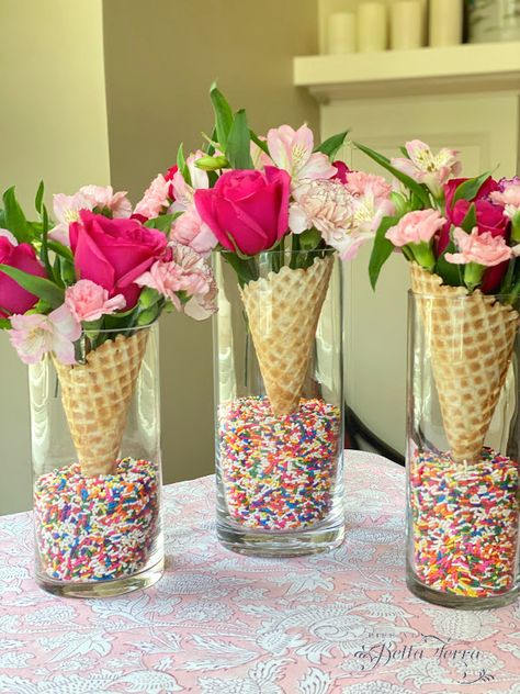 Justine Kameron, Gala Ideas, Ice Cream Birthday Party, Ice Cream Theme, Sprinkle Baby Shower, Ice Cream Social, Flowers Shop, Stage Backdrop, Ice Cream Birthday