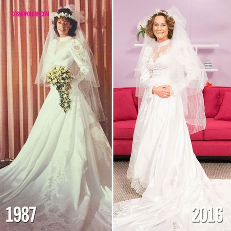 Pronuptia Wedding Dress 1980s, Modern 80s Wedding Dress, 80s Style Wedding Dress, 80s Wedding Dress Redesign, Wedding Dress 40 Year Old Bride, Ideas For Old Wedding Dress, Ugliest Wedding Dress, 1980 Wedding Dress, 1960 Wedding