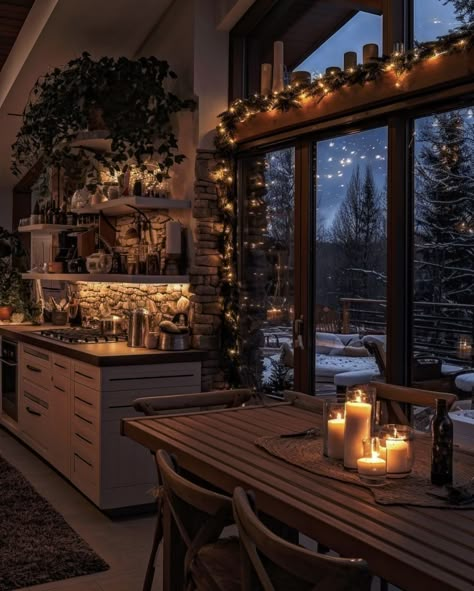 Kitchen Vibes Aesthetic, Cozy Home Aesthetic Kitchen, Cozy Aesthetic Kitchen, Cosy Kitchen Aesthetic, Cozy Cabin House, Kitchen Aesthetic Cozy, Simple Elegant Christmas Tree, Cosy Home Ideas, Cozy Kitchen Aesthetic