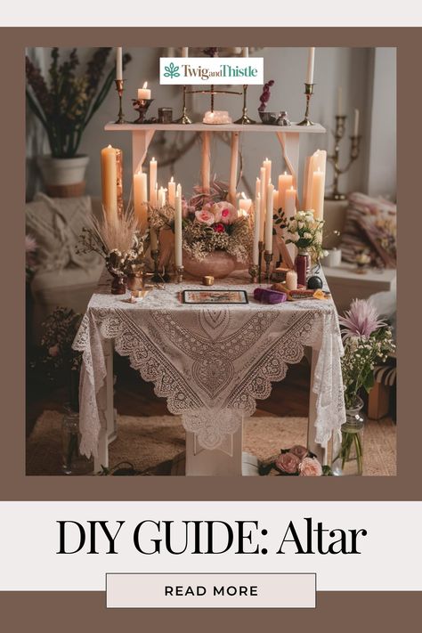 Explore simple and serene altar ideas to enhance your home’s spiritual ambiance. Perfect for meditation and prayer. #HomeAltar #SpiritualDecor #MeditationSpace #DIYProjects #PeacefulHome Small Altar Ideas Bedroom, Simple Altar Ideas, Moon Altar Ideas, Altar Layout, Green Witch Altar Ideas, Alter Ideas Spiritual, Witch Altar Ideas, Altar Table Ideas, Green Witch Altar