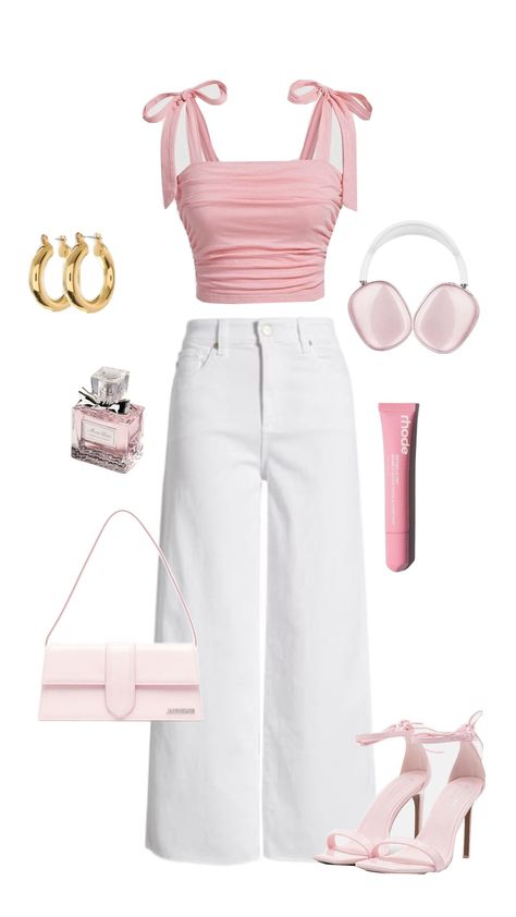 #pink #outfit #inspo #elegant #fashion #fyp #outfitcheck #ootd #style #casual #women #aesthetic #fypshuffle Pink Bday Outfit Ideas, Pink Basic Outfit, Elegant Girly Outfits, Pink Pants Outfit Aesthetic, Blush Pink Outfits Ideas, Pink Outfit Classy, Cute And Classy Outfits, Girly Pink Outfits, Light Pink Outfit Ideas