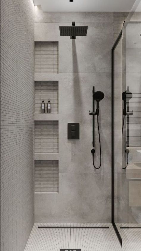 Minimalist Small Bathrooms, Minimalist Showers, Bathroom Interior Design Modern, Minimalist Bathroom Design, Concrete Bathroom, Bathroom Inspiration Modern, Washroom Design, Bathroom Redesign, Bathroom Design Inspiration