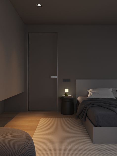 ZRA3 :: Behance Modern Simple House Interior, Night Room Aesthetic, Grey Room Aesthetic, Grey Bedrooms, Z Design, Modern Small House Design, Dance Women, Yoga Tights, Bedroom Setup