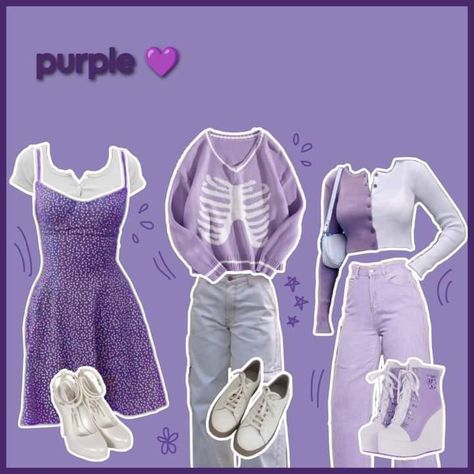 Simple Purple Outfits, Cute Lavender Outfits, Aesthetic Purple Clothes, Purple Shoe Outfits, Lilac Aesthetic Outfit, Pastel Purple Outfit Ideas, Purple Themed Outfits, Cute Purple Outfits Aesthetic, Cute Purple Clothes