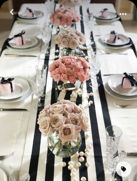 Vintage Chanel Party, Diy Chanel Party Decorations, Chanel Theme Bridal Shower, Chanel Themed Bridal Shower Ideas, Chanel Aesthetic Birthday, Paris Theme Bridal Shower Ideas Decor, Chanel Theme Bridal Shower Decor, Chanel Bday Party Ideas, Chanel 50th Birthday Party Ideas