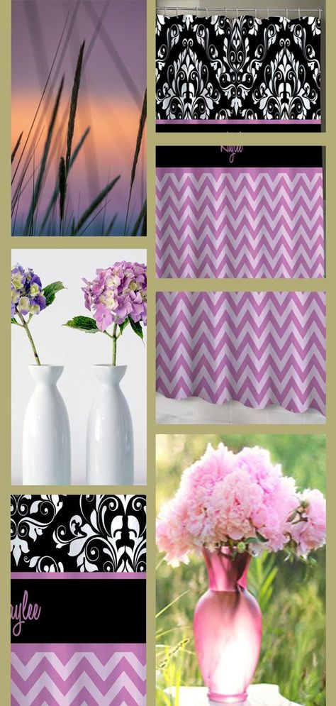 Designer Shower Curtains, Purple Long Shower Curtain, Chevron Shower Curtain, Damask Shower Curtain, Monogrammed Shower Curtain #1