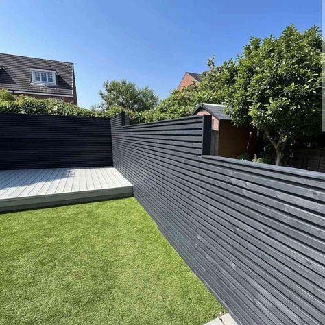 Looking for More Privacy? Try One of These Horizontal Fence Ideas Horizontal Fence Ideas, Screen Fencing, Privacy Wall On Deck, Slatted Screen, Under Deck Ideas, Slatted Fence, Slatted Fence Panels, Horizontal Slat Fence, Wood Arbor