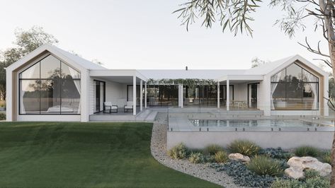 Gable House | Lloyd Sage Design Studio Gable House Exterior, Gable Roof House, Provence House, Sage Design, Gable House, Front Facade, Exterior Facade, Shed House, House On The Hill