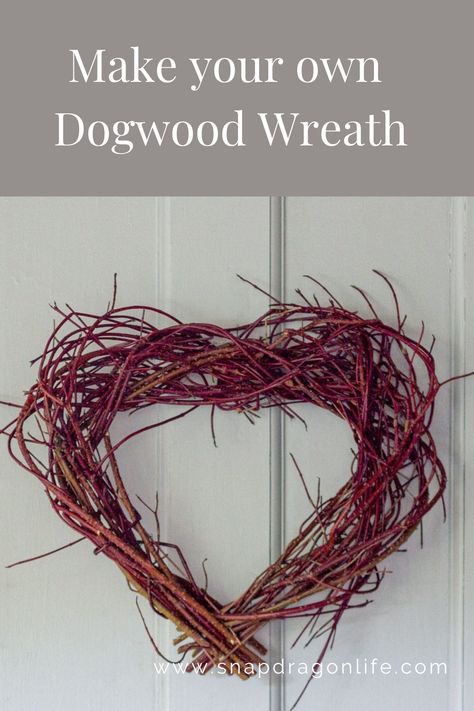 Red Dogwood Decor, Red Dogwood Wreath, Red Twig Dogwood Crafts, Dogwood Wreath, Red Osier Dogwood, Red Dogwood, Red Twig Dogwood, Heart Shaped Wreath, Country Living Fair