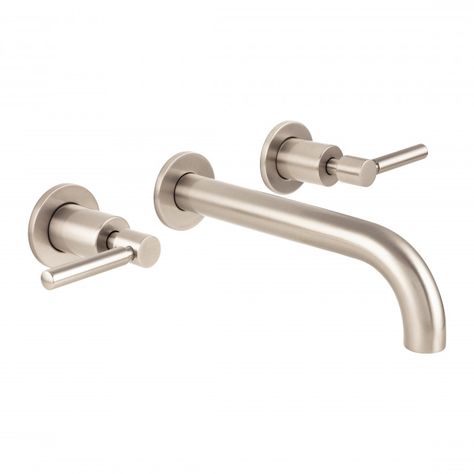 Delta Shower Fixtures, Nickel Bathroom Fixtures, Bathroom Ensuite Ideas, Bathroom Fixtures Brushed Nickel, Brass Bathroom Hardware, Wimbledon Common, Ensuite Ideas, Nickel Bathroom, Brushed Nickel Bathroom