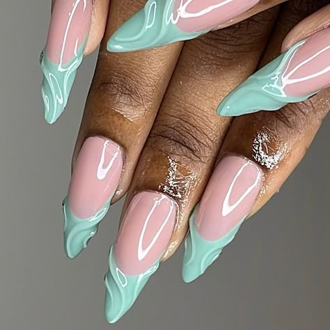 Esthetic Nails Design, Gel Nails Stiletto, Gel X Nails 3d Art, Sculptured Nails Acrylic, Long Pointy Nails, 3d French Nails, 3d Squiggle Nails, Spring Nails Acrylic Almond, Nail Designs Stiletto