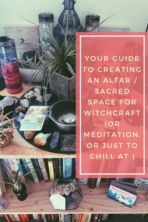 Wiccan Alter Ideas, Witchcraft Alter Diy, Druid Altar Ideas, Altar Ideas Sacred Space Bedroom, Making An Alter At Home, Altar Diy Witchcraft, Witchcraft Bedroom Ideas, How To Create A Spiritual Alter, Crystal Altar Ideas Inspiration