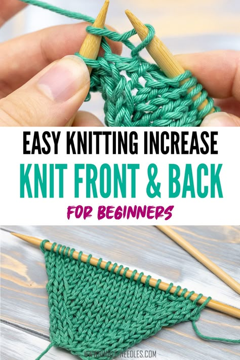 Knit Front And Back, Knitting Increase, Knitting 101, Learning To Knit, Knitting Hacks, Knitting Help, Knitting Stitches Tutorial, Easy Knitting Projects, Knitting Basics