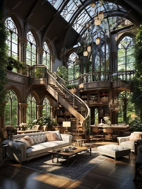 Magical House Interior, Fairytale House Aesthetic, Dream Library Cozy Reading Room, Fairytale House Interior, Cool Interior Design, House Ideas Exterior, Diy House Renovations, Castles Interior, Dream Life House